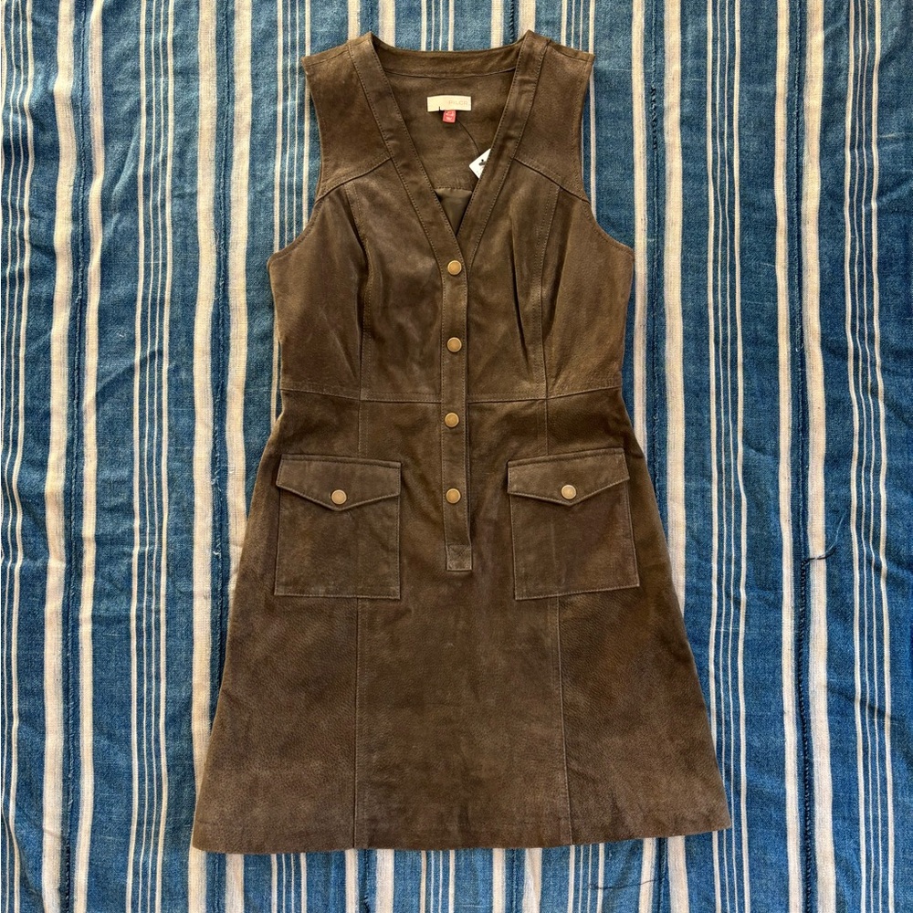 Pilcro Anthropologie olive suede dress - Picture 4 of 8